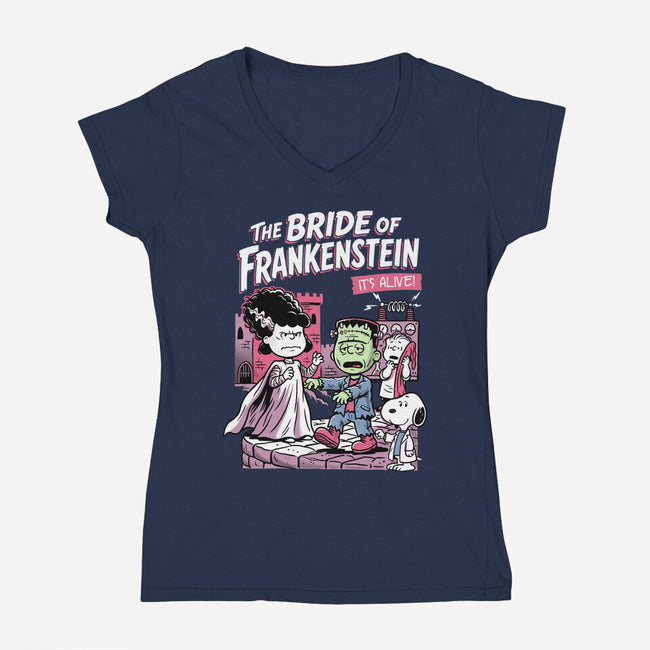 Tiny Monsters-Womens-V-Neck-Tee-P1yu5h