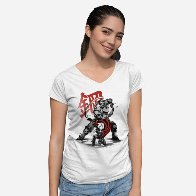 Brotherhood Ink-Womens-V-Neck-Tee-ddjvigo