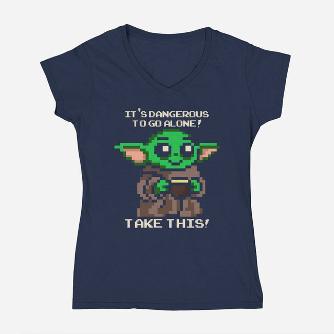 Here Take This-Womens-V-Neck-Tee-turborat14