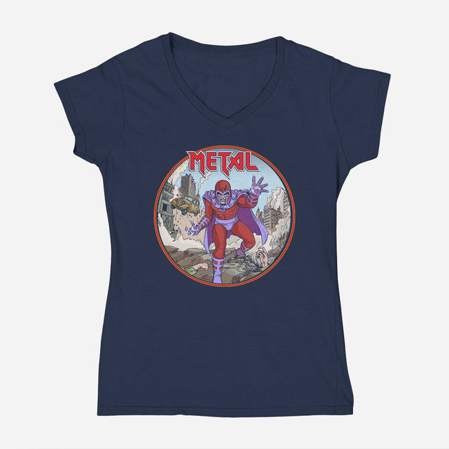 Magneto Is A Metalhead-Womens-V-Neck-Tee-Diego Gurgell