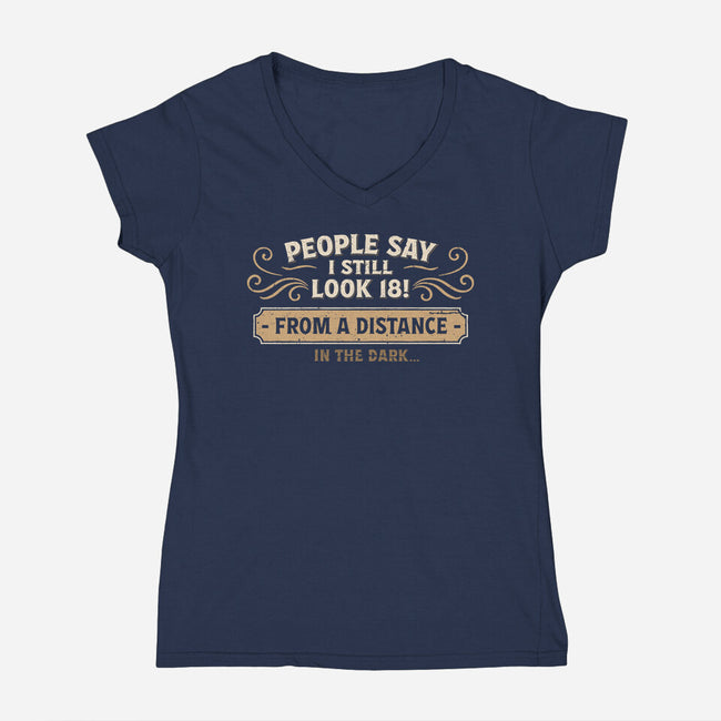 18 From A Distance-Womens-V-Neck-Tee-BridgeWalker