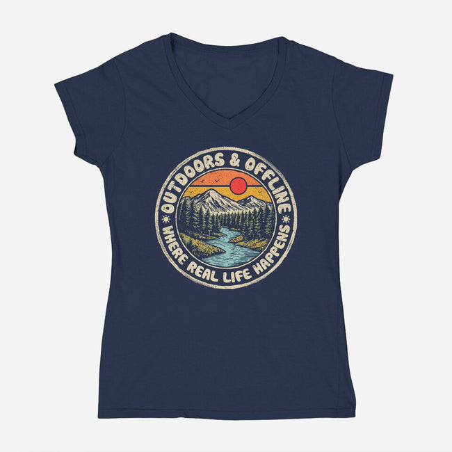 Outdoors And Offline-Womens-V-Neck-Tee-NMdesign