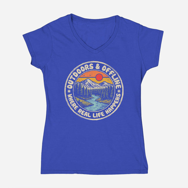 Outdoors And Offline-Womens-V-Neck-Tee-NMdesign