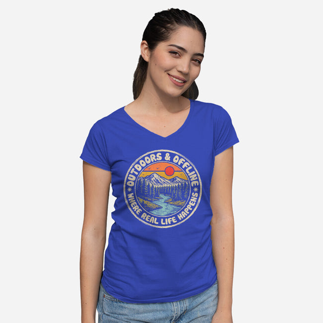 Outdoors And Offline-Womens-V-Neck-Tee-NMdesign