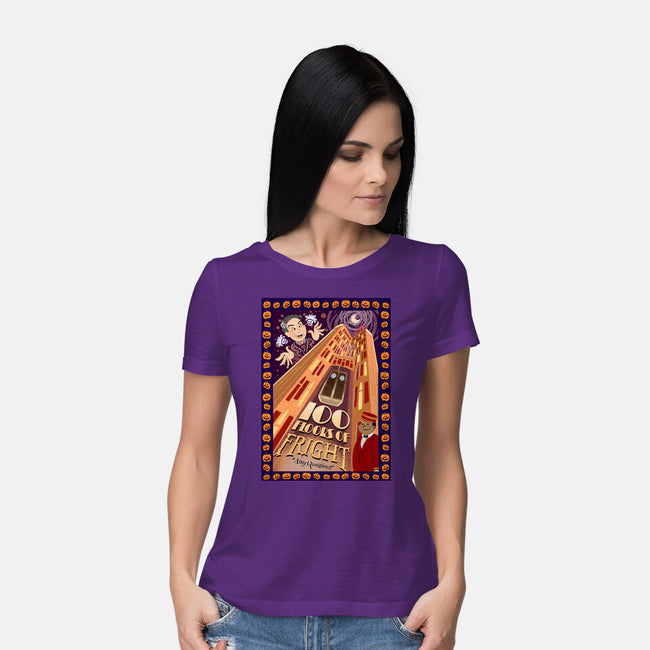 100 Floors Of Fright-Womens-Basic-Tee-DrawnByBryan