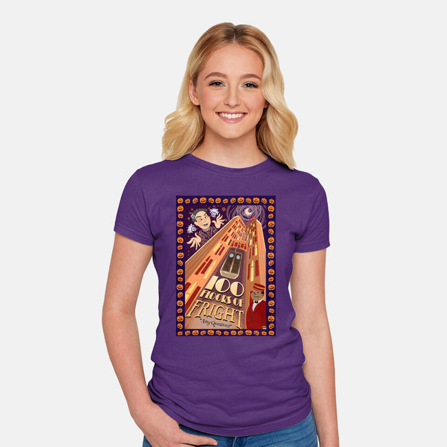 100 Floors Of Fright-Womens-Fitted-Tee-DrawnByBryan