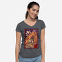 100 Floors Of Fright-Womens-V-Neck-Tee-DrawnByBryan