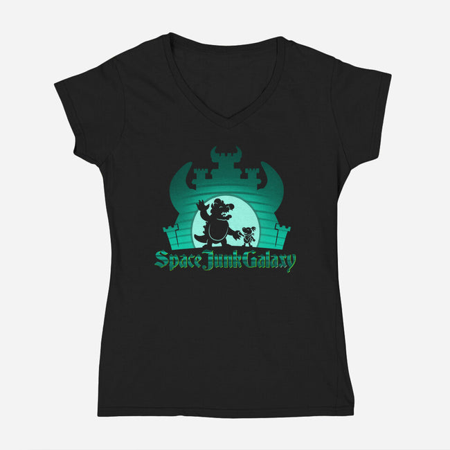 Space Junk Galaxy-Womens-V-Neck-Tee-DrawnByBryan