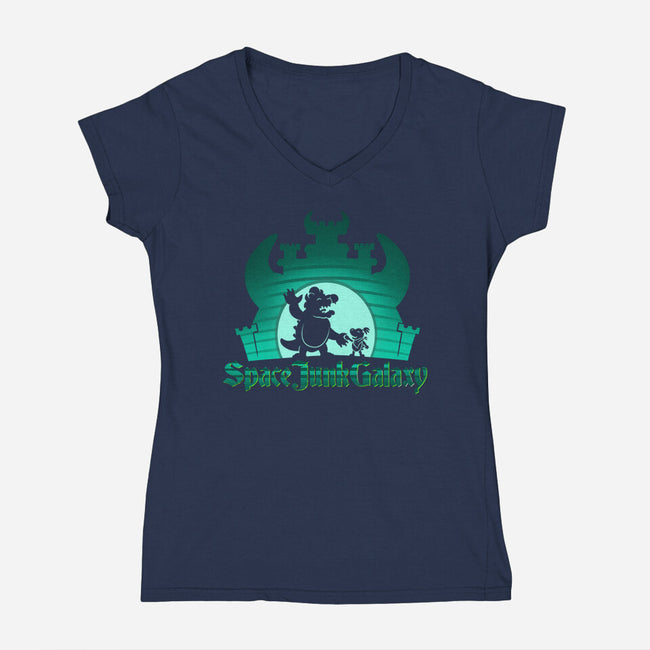 Space Junk Galaxy-Womens-V-Neck-Tee-DrawnByBryan