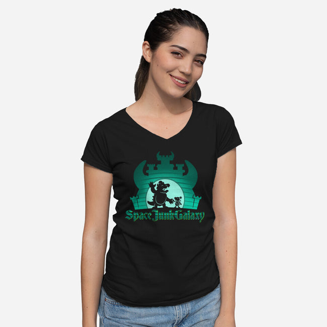 Space Junk Galaxy-Womens-V-Neck-Tee-DrawnByBryan