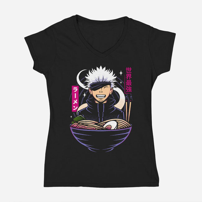 The Strongest Sorcerer Ramen-Womens-V-Neck-Tee-Alundrart