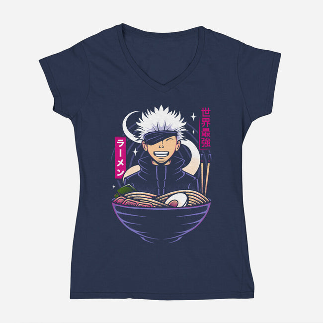 The Strongest Sorcerer Ramen-Womens-V-Neck-Tee-Alundrart