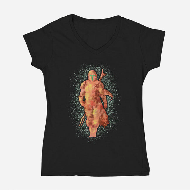 Mando Silhouette-Womens-V-Neck-Tee-nickzzarto