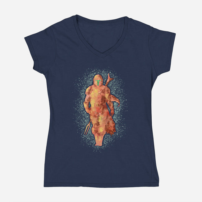 Mando Silhouette-Womens-V-Neck-Tee-nickzzarto