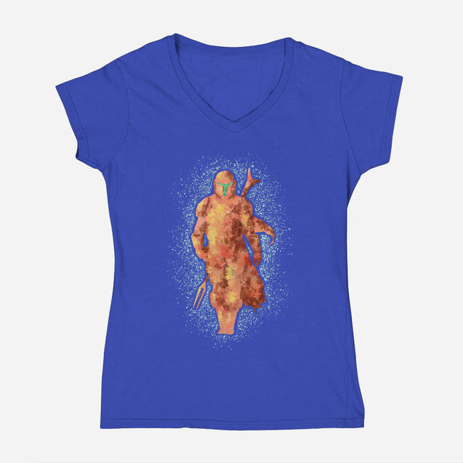 Mando Silhouette-Womens-V-Neck-Tee-nickzzarto
