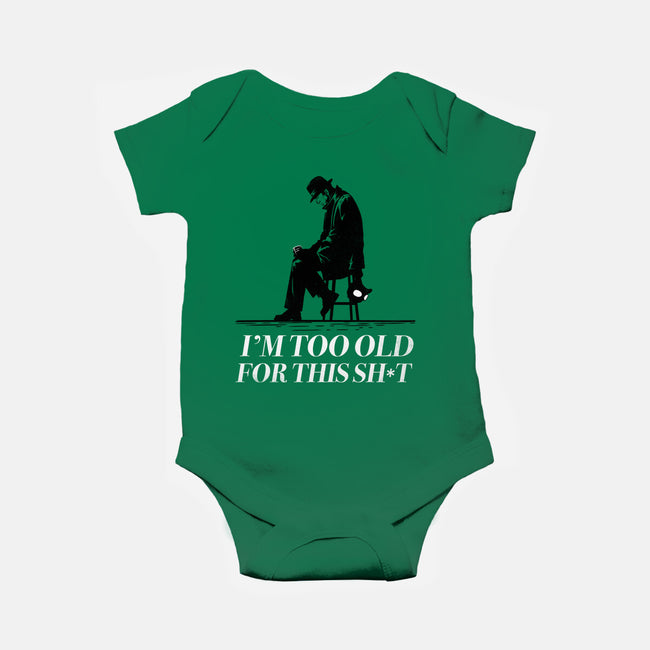 Too Old For This Noir-Baby-Basic-Onesie-rocketman_art