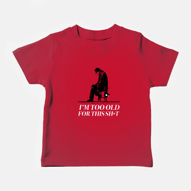 Too Old For This Noir-Baby-Basic-Tee-rocketman_art