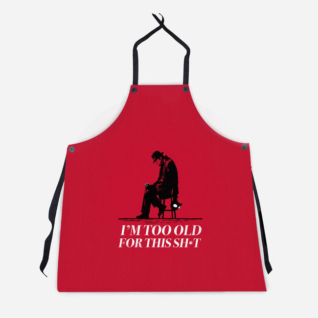 Too Old For This Noir-Unisex-Kitchen-Apron-rocketman_art