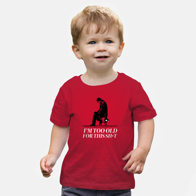 Too Old For This Noir-Baby-Basic-Tee-rocketman_art