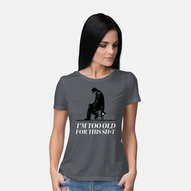 Too Old For This Noir-Womens-Basic-Tee-rocketman_art