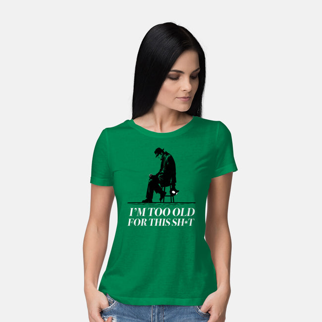 Too Old For This Noir-Womens-Basic-Tee-rocketman_art