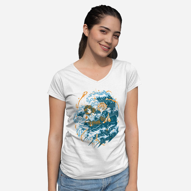 Between The Waves-Womens-V-Neck-Tee-Estudio Horta