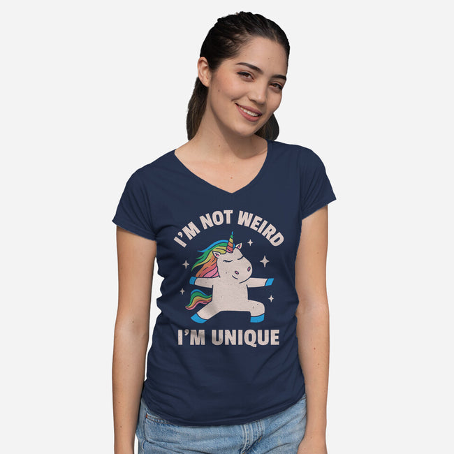 I'm Not Weird I'm Unique-Womens-V-Neck-Tee-brunopires