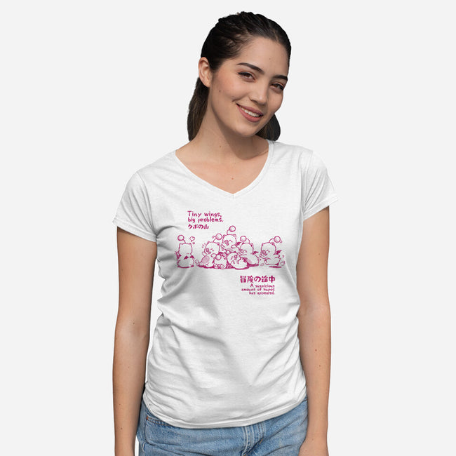 Tiny Wings Big Problems-Womens-V-Neck-Tee-Arigatees