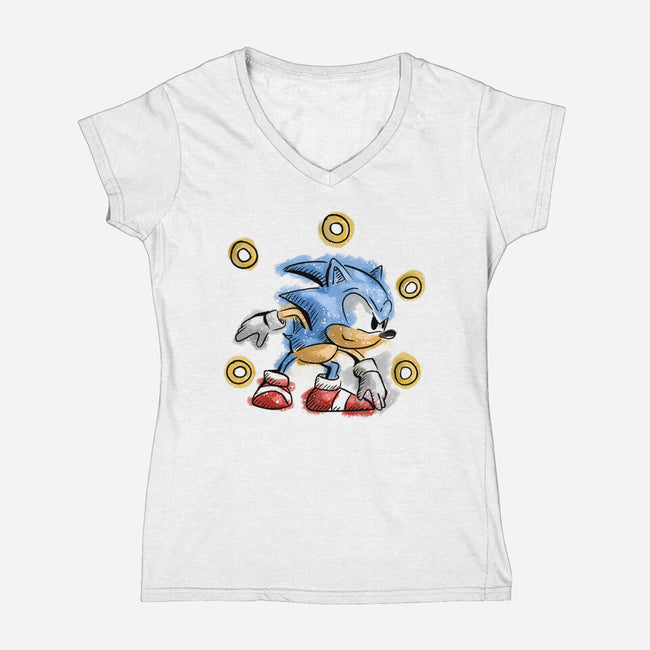 Water Hedgehog-Womens-V-Neck-Tee-nickzzarto