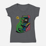 Game Over Dino-Womens-V-Neck-Tee-Popnotic