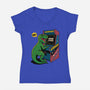 Game Over Dino-Womens-V-Neck-Tee-Popnotic