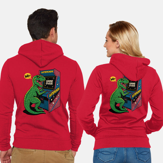 Game Over Dino-Unisex-Zip-Up-Sweatshirt-Popnotic
