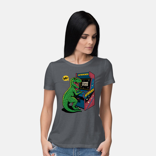 Game Over Dino-Womens-Basic-Tee-Popnotic