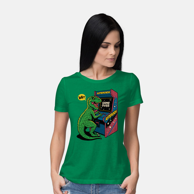 Game Over Dino-Womens-Basic-Tee-Popnotic