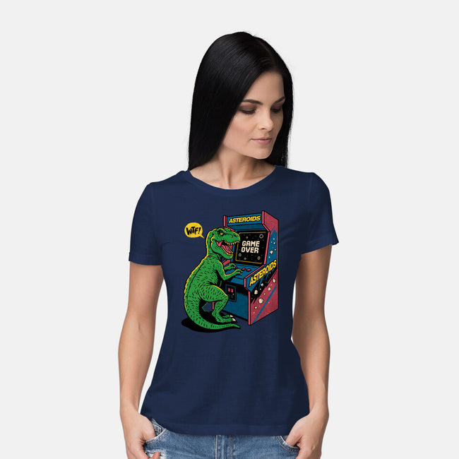 Game Over Dino-Womens-Basic-Tee-Popnotic