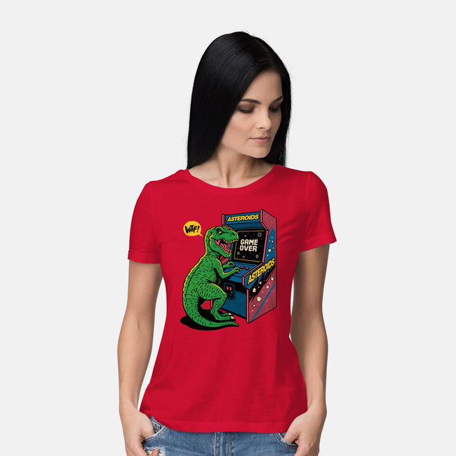 Game Over Dino-Womens-Basic-Tee-Popnotic