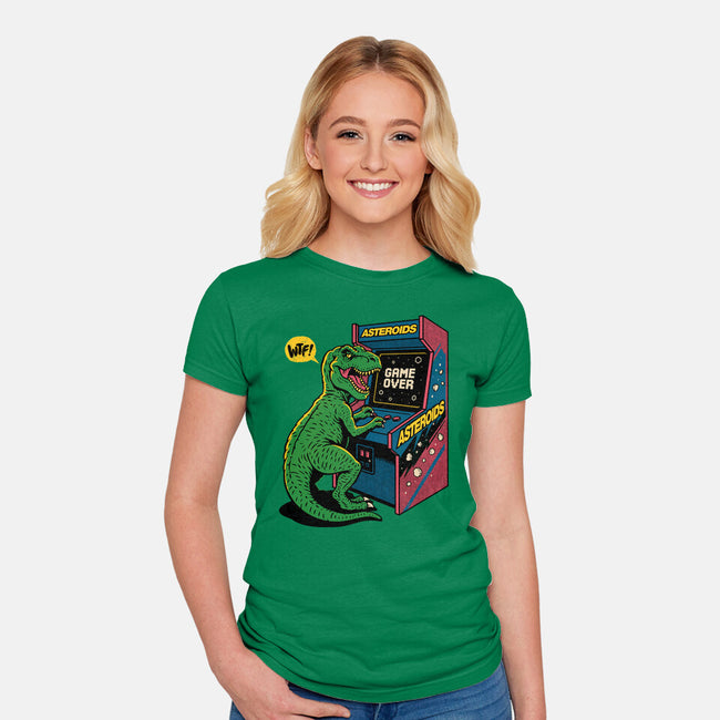 Game Over Dino-Womens-Fitted-Tee-Popnotic