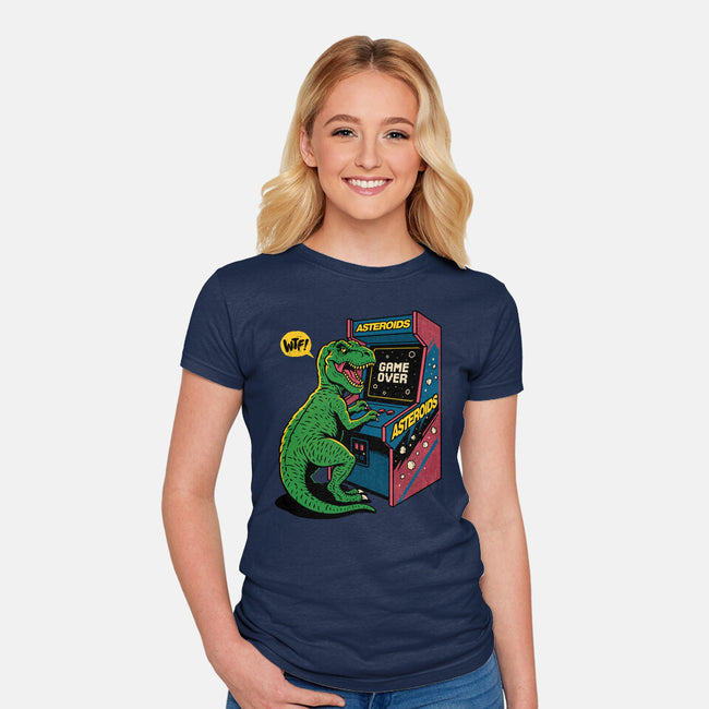 Game Over Dino-Womens-Fitted-Tee-Popnotic