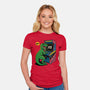 Game Over Dino-Womens-Fitted-Tee-Popnotic