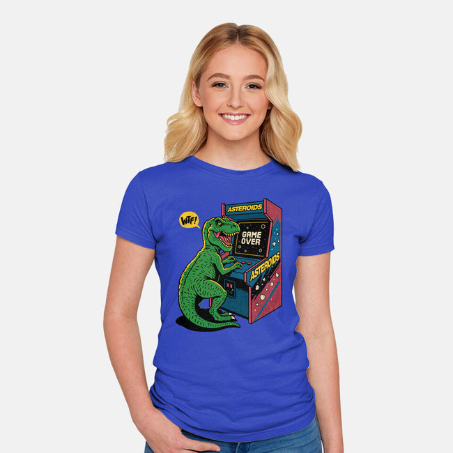 Game Over Dino-Womens-Fitted-Tee-Popnotic