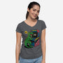 Game Over Dino-Womens-V-Neck-Tee-Popnotic