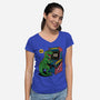 Game Over Dino-Womens-V-Neck-Tee-Popnotic