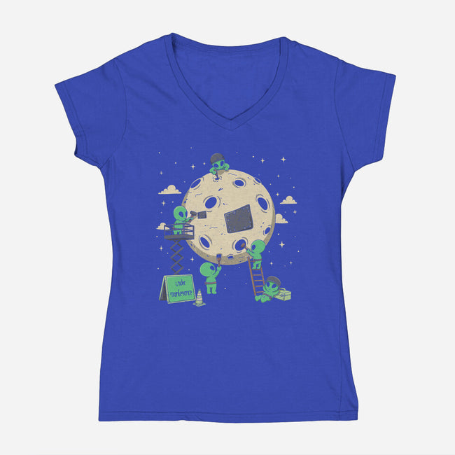 Cosmic Repair Team-Womens-V-Neck-Tee-Loobs