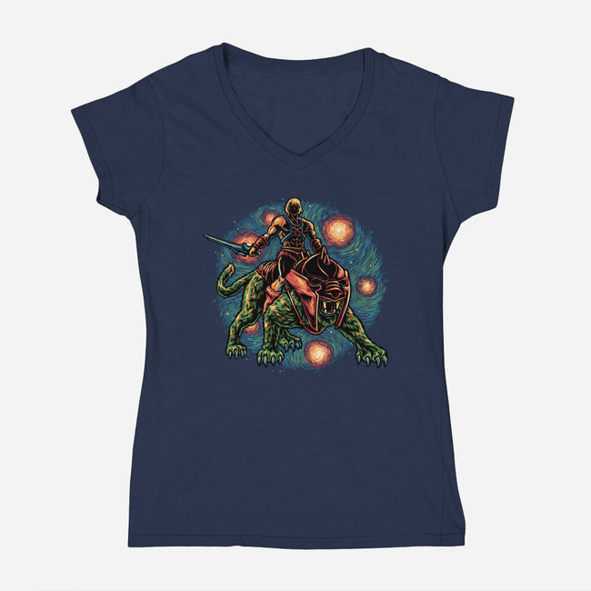 Strength And Courage-Womens-V-Neck-Tee-glitchygorilla