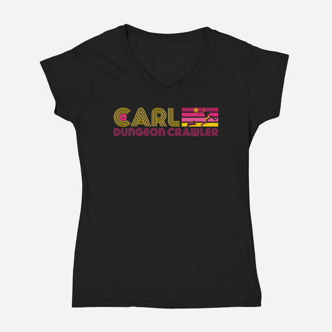 Dungeon Crawler Vintage-Womens-V-Neck-Tee-DrMonekers