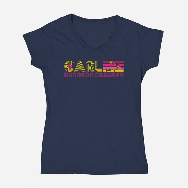 Dungeon Crawler Vintage-Womens-V-Neck-Tee-DrMonekers