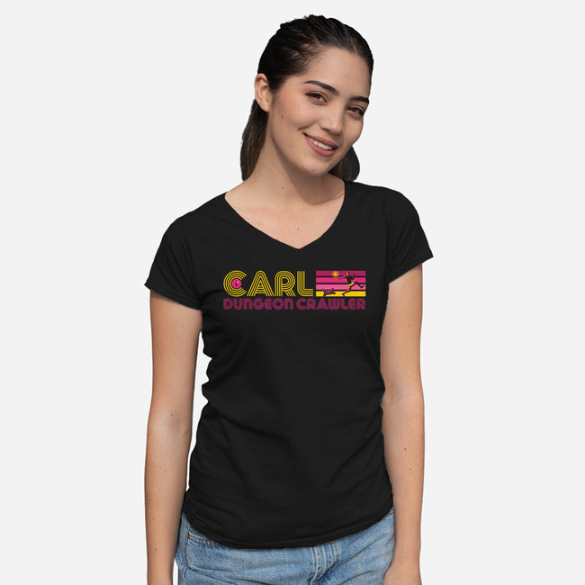 Dungeon Crawler Vintage-Womens-V-Neck-Tee-DrMonekers