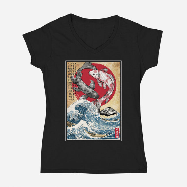 Koi Balance In Japan-Womens-V-Neck-Tee-DrMonekers