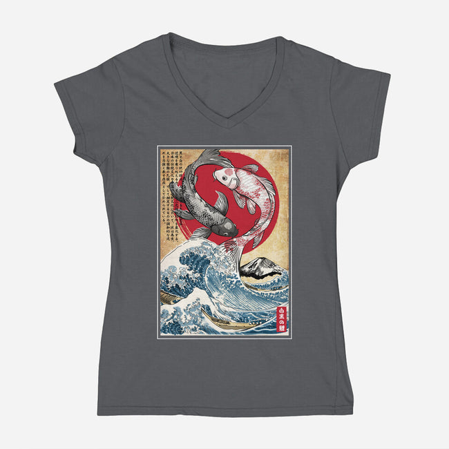 Koi Balance In Japan-Womens-V-Neck-Tee-DrMonekers