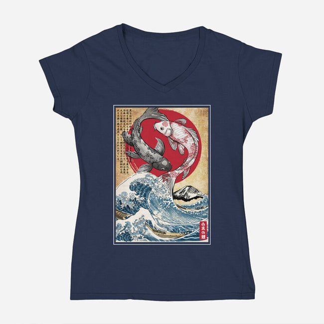 Koi Balance In Japan-Womens-V-Neck-Tee-DrMonekers